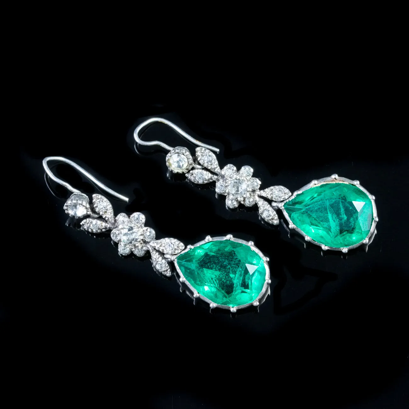 Antique Victorian Paste Earrings Silver Circa 1900