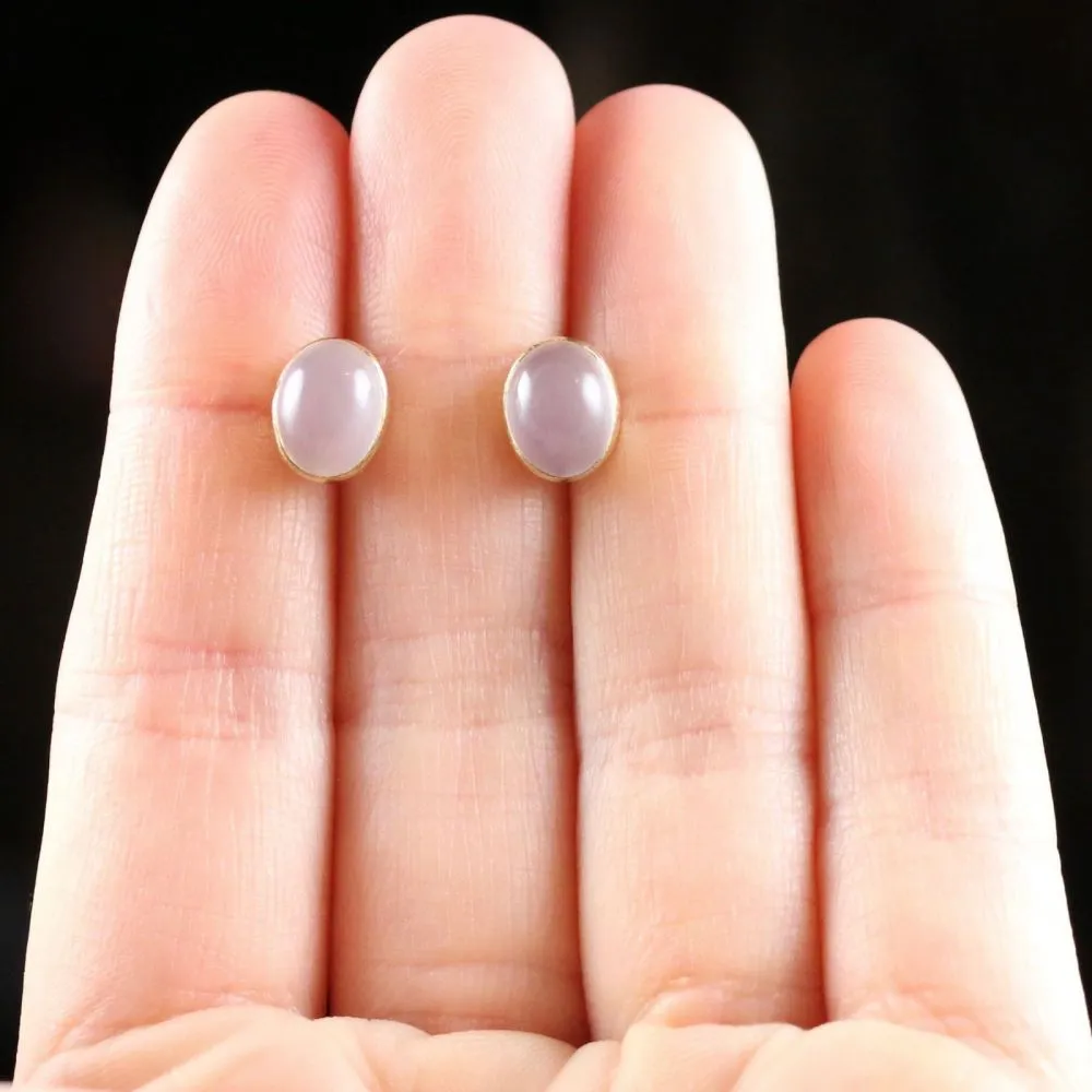 Moonstone Gold Stud Earrings Beautiful Moonstones 9Ct Gold